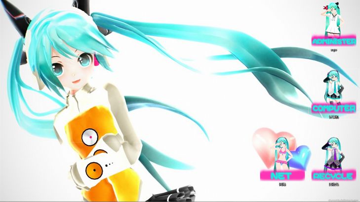 win7主题,3D初音,miku,win7电脑主题