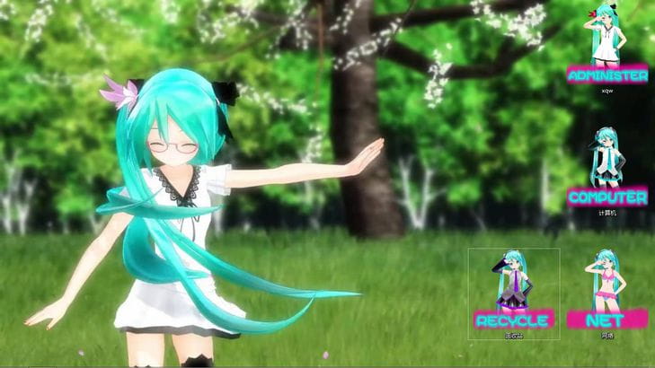 win7主题,3D初音,miku,win7电脑主题