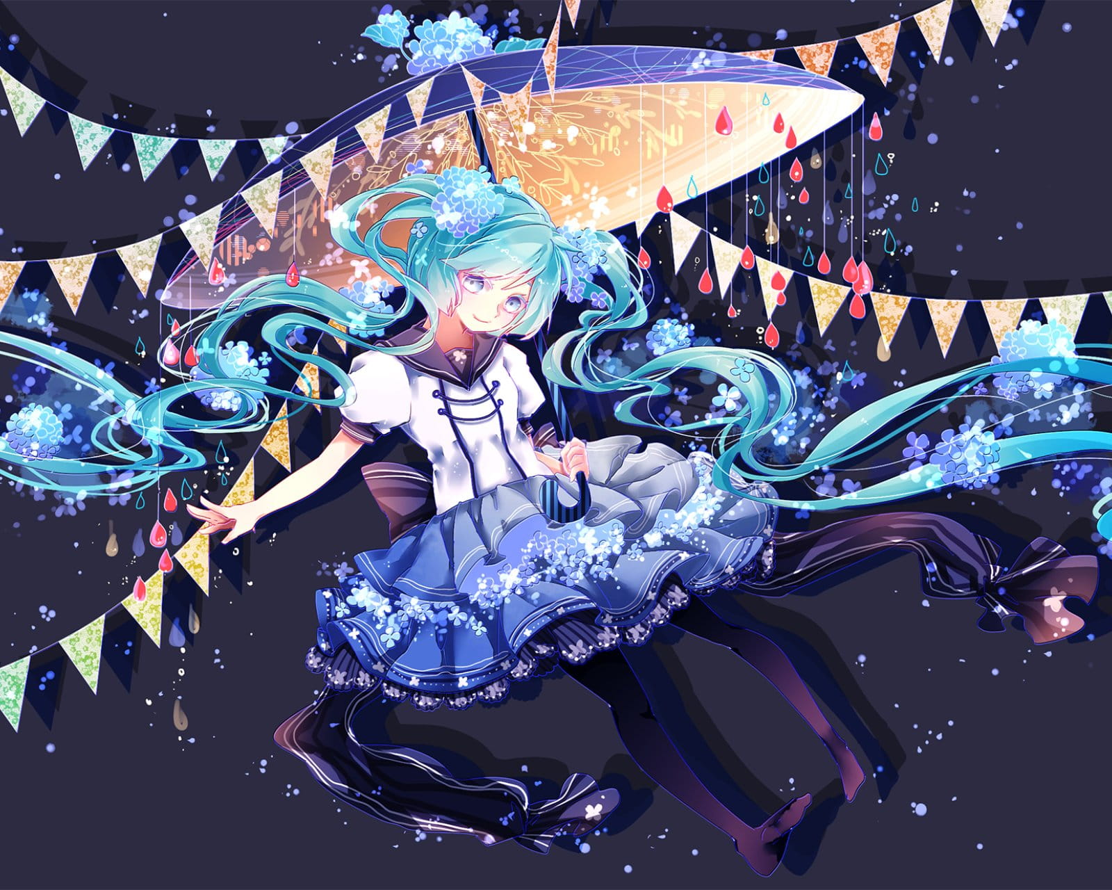 夏日,初音未来,MIKU,公主,夜空