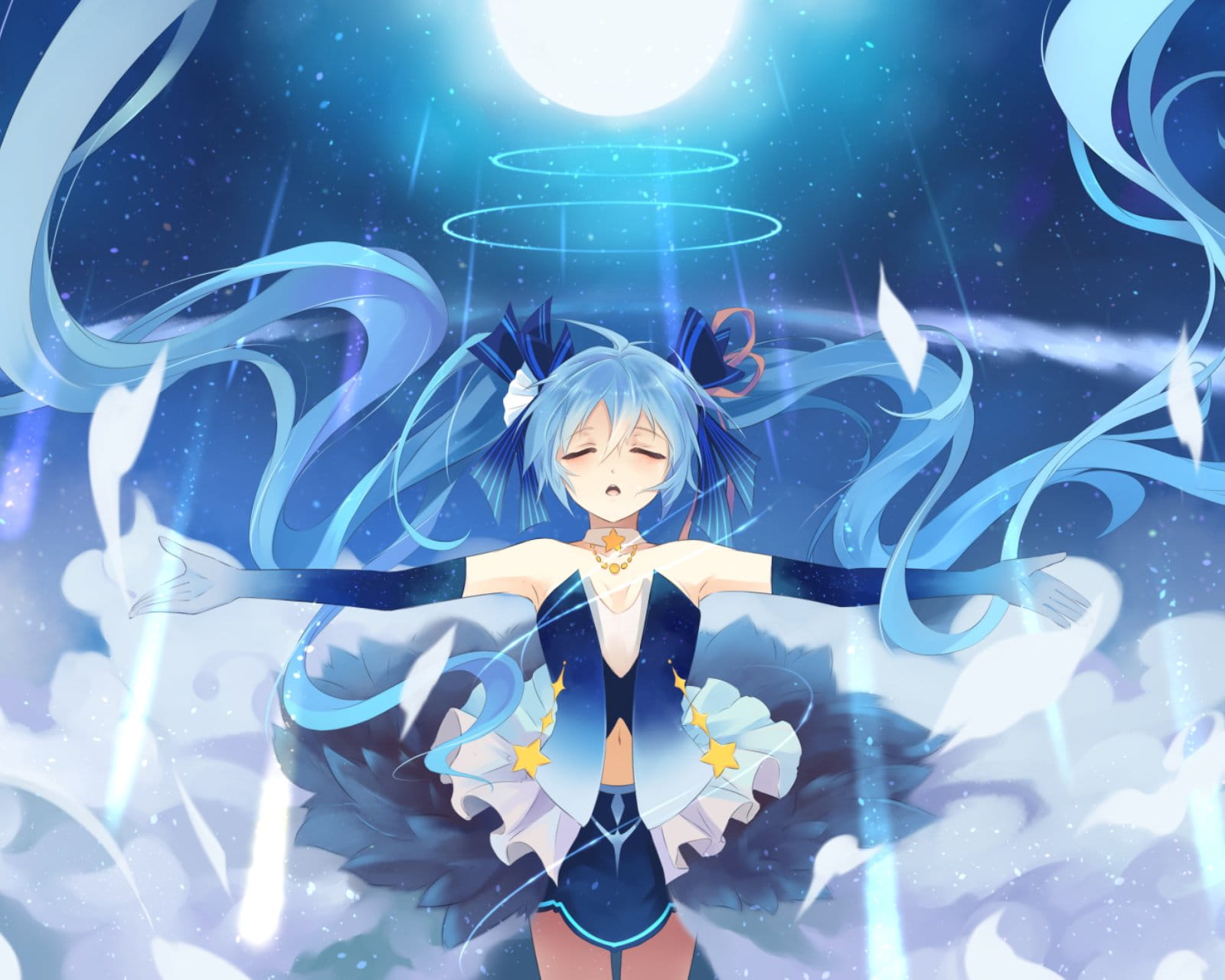 夏日,初音未来,MIKU,公主,夜空