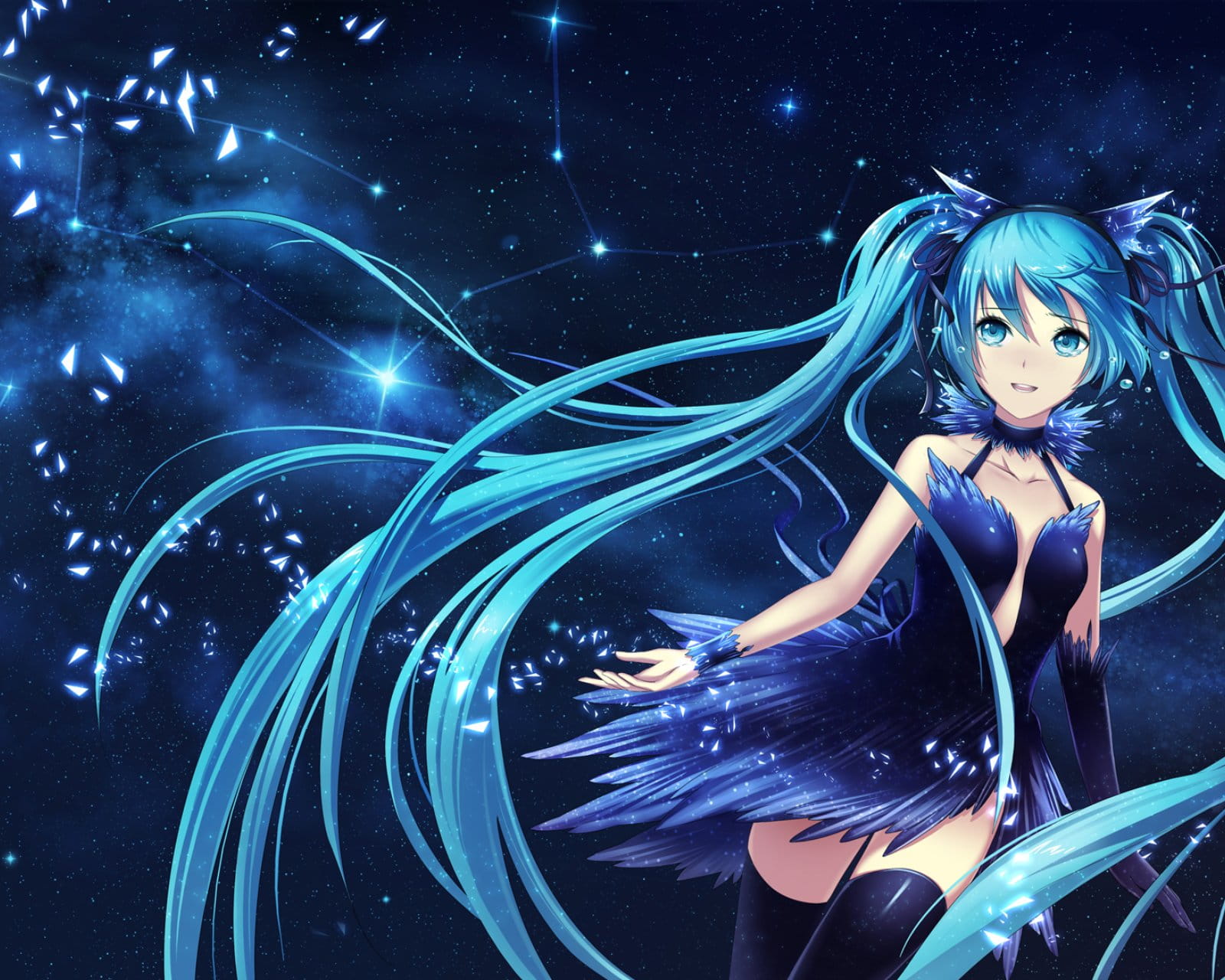 夏日,初音未来,MIKU,公主,夜空