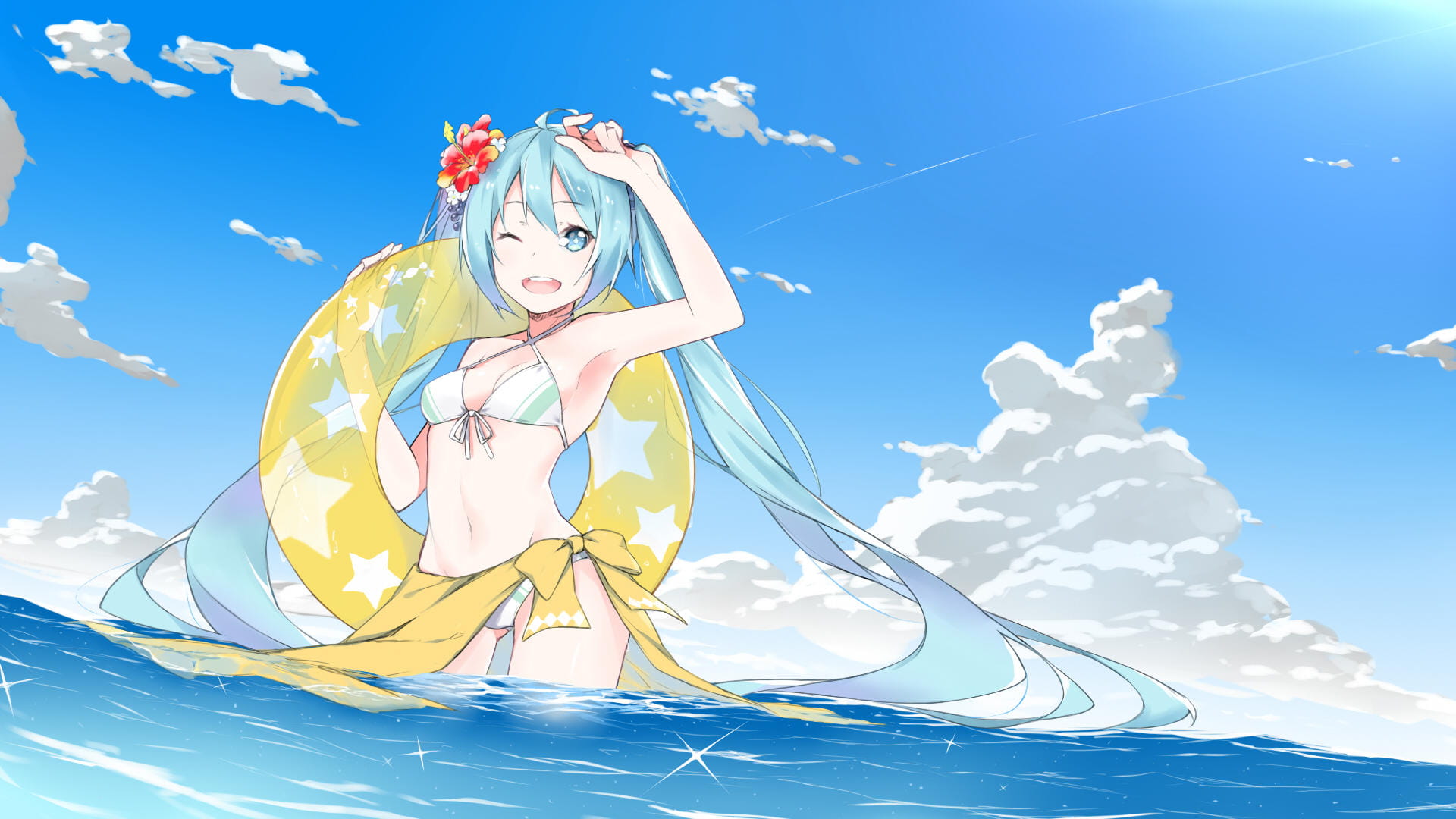 夏日,初音未来,MIKU,公主,夜空