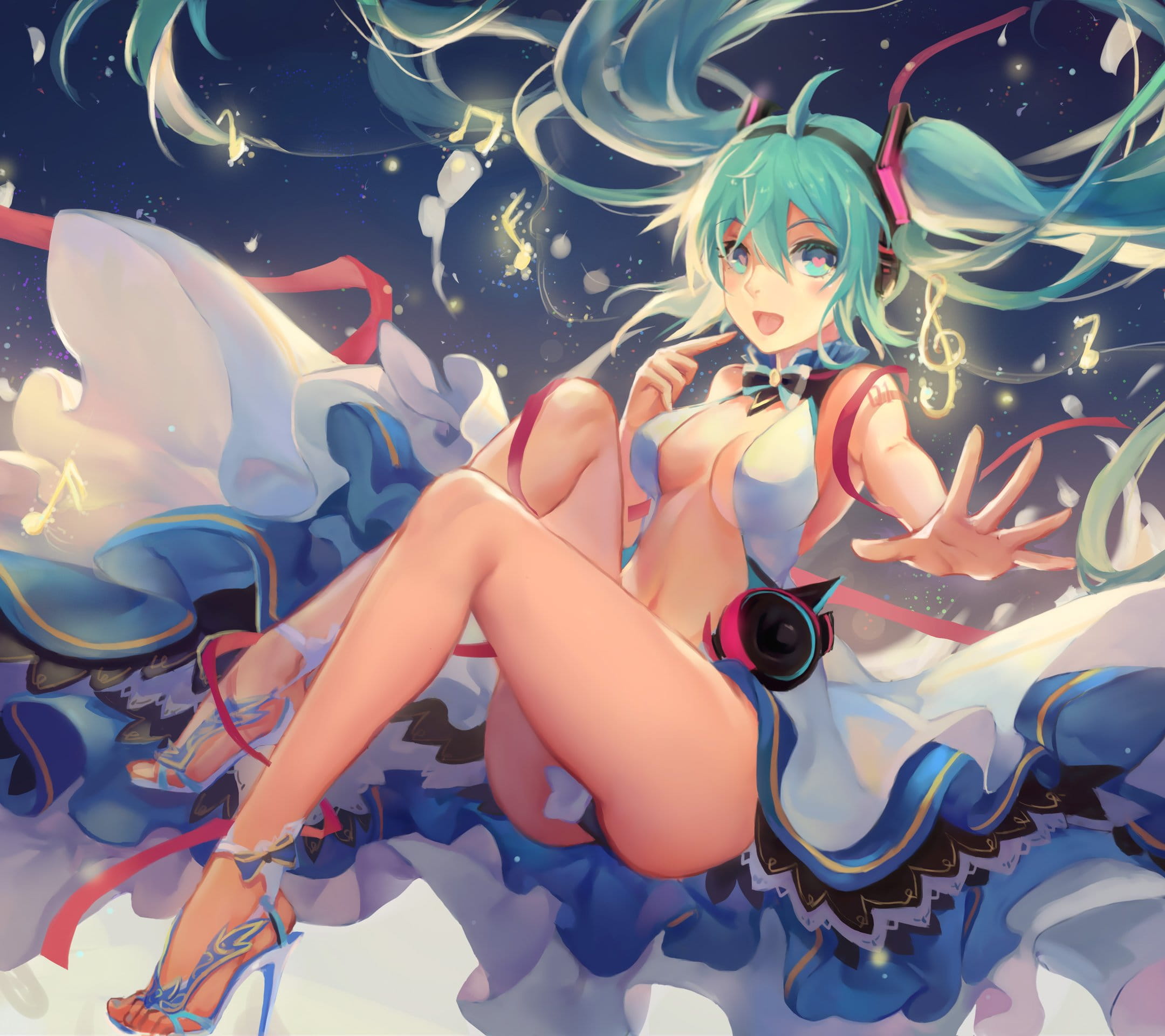 夏日,初音未来,MIKU,公主,夜空