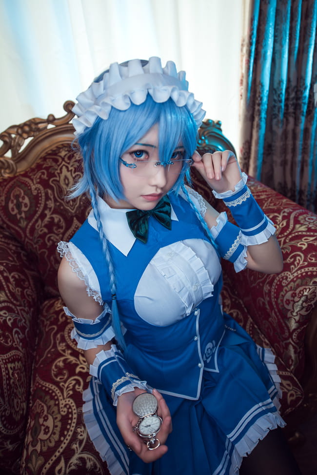 东方幻想乡,十六夜咲夜,cosplay,眼镜娘