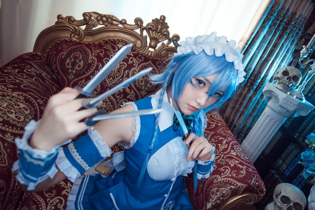 东方幻想乡,十六夜咲夜,cosplay,眼镜娘