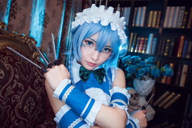 东方幻想乡,十六夜咲夜,cosplay,眼镜娘