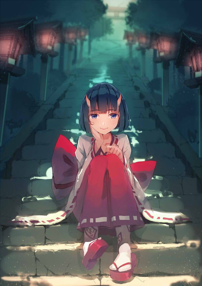 神社,巫女,少女