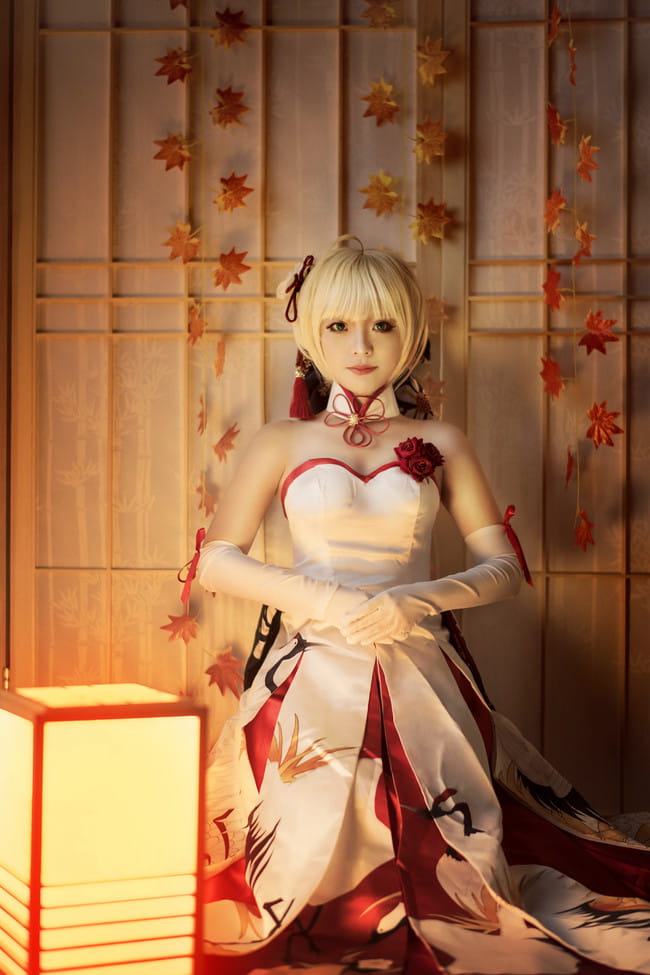 FGO 仙鹤礼装 Saber 阿尔托利亚 COS Fate