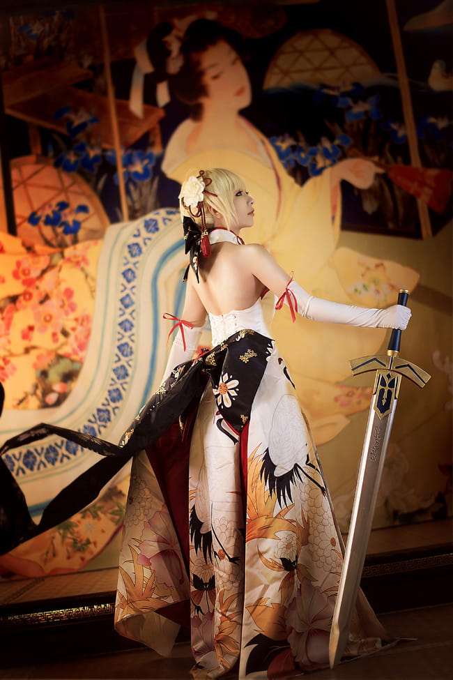 FGO 仙鹤礼装 Saber 阿尔托利亚 COS Fate