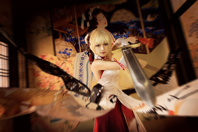 FGO 仙鹤礼装 Saber 阿尔托利亚 COS Fate