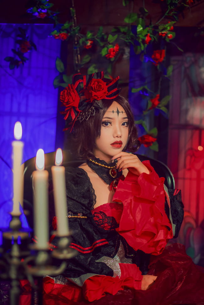 王者荣耀cos,露娜哥特玫瑰,cosplay