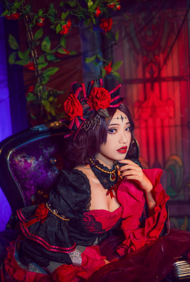 王者荣耀cos,露娜哥特玫瑰,cosplay