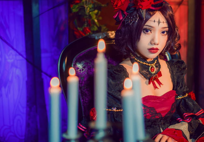 王者荣耀cos,露娜哥特玫瑰,cosplay