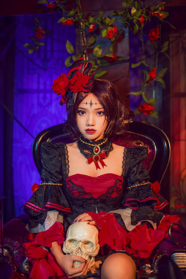 王者荣耀cos,露娜哥特玫瑰,cosplay