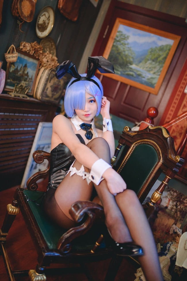 蕾姆,兔女郎,黑丝,cosplay