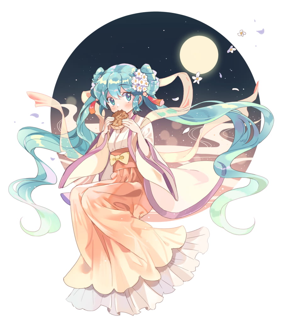 中秋初音,初音未来,中秋节,二次元萌图