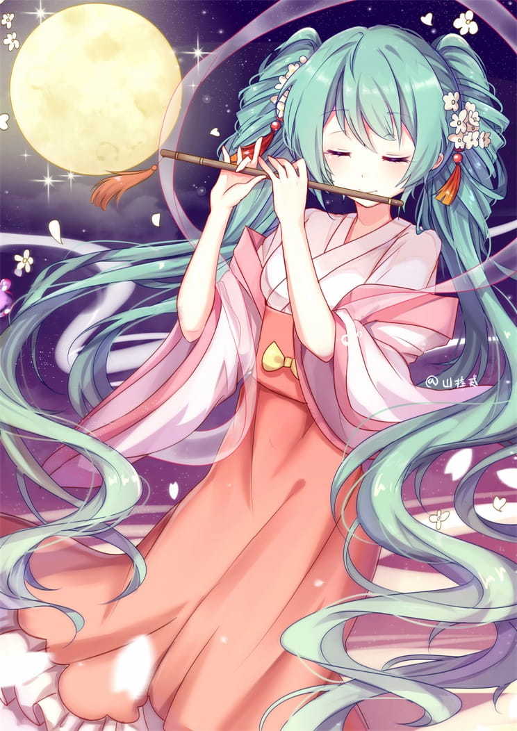 中秋初音,初音未来,中秋节,二次元萌图