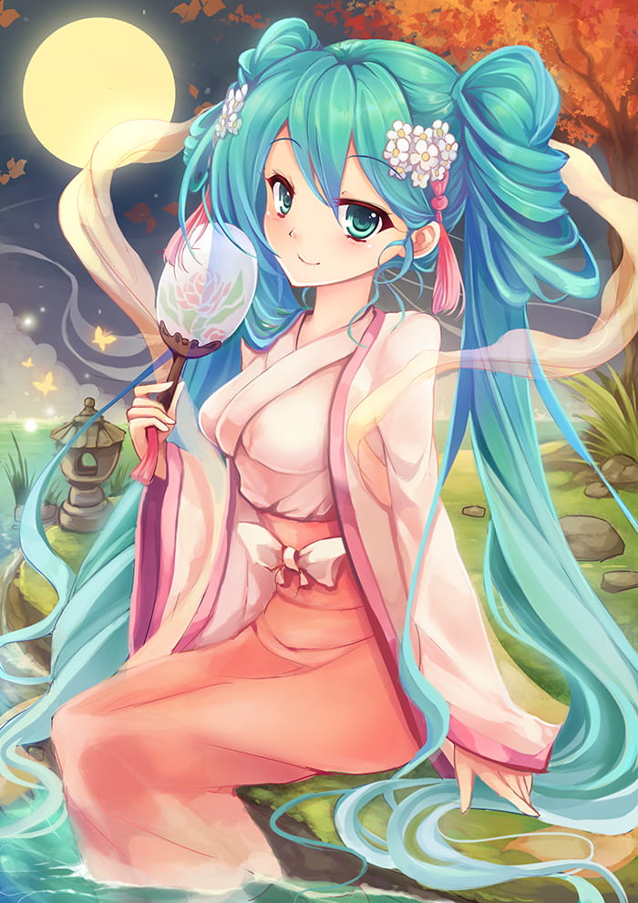 中秋初音,初音未来,中秋节,二次元萌图