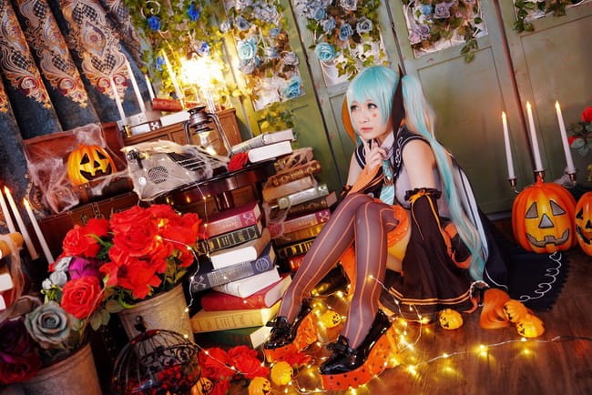 VOCALOID,万圣节,双马尾,绝对领域,cosplay