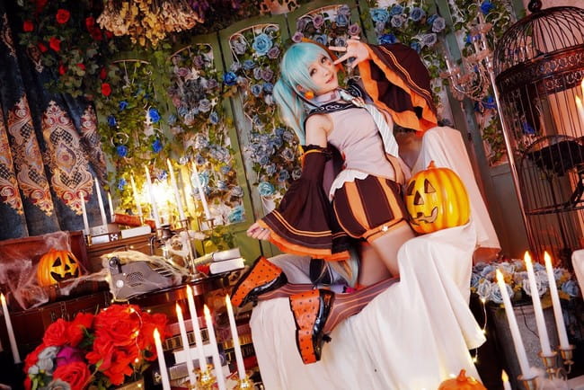 VOCALOID,万圣节,双马尾,绝对领域,cosplay