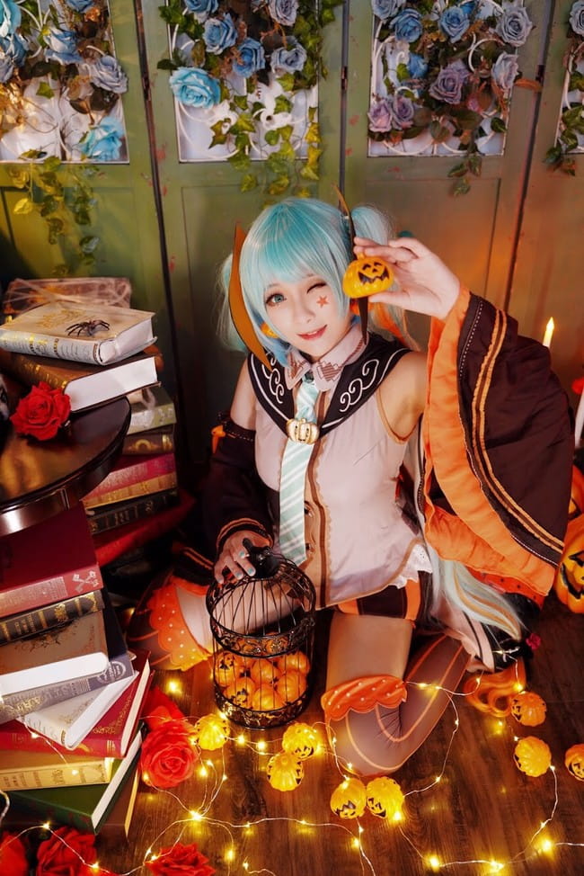 VOCALOID,万圣节,双马尾,绝对领域,cosplay